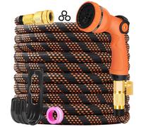 Garden Hose Pipe - 50FT Flexible Water Hose, Expanding Hosepipe with 10 Function Nozzle, 1/2" & 3/4" Connector, No Knots, Easy to Carry, Portable, Sturdy, Leak Proof Hose for Gardening