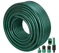 Garden Hose Pipe 50m, Hosepipes for Garden with Spray Nozzle,Magic Hose with 3/4", 1/2" Fittings, Water Pipe Non Extended Flexible PVC Water Hoses 12mm Inside Diameter Round Hose Pipes Hosepipe