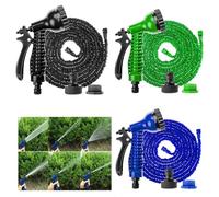 Garden Hose Pipe 75FT Expandable Water Hose Flexible Expanding Magic Hose with 3/4", 1/2" Fittings, Multi-Function Spray Gun with 7 Spray Modes, Indoor & Outdoor Use - Green