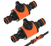 Garden Hose Pipe Connector 2pcs, Hoses Fittings with Individual On/Off Valves and Quick Release in Lines Hoses Connector, Waterbutt Hose Connector Hose Joiner