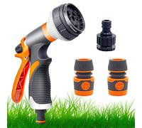 Garden Hose Pipe Spray Gun Set,8 Adjustable Patterns,High Pressure Spray Nozzle,Perfect for Watering Plants Or Lawns,Shower Pets,Car Washing,Cleaning Windows-Hose Attachments Include Hose Connectors