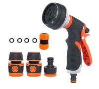 Garden Hose Pipe Spray Gun Set, 8 Adjustable Patterns Hose Nozzle, High Pressure Anti-Leaking Hose Spray Gun with Hose Pipe Connectors for Watering Plants and Lawns Washing Cars and Pets