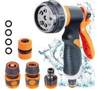 Garden Hose Pipe Spray Gun Set,8 Adjustable Patterns Hose Nozzle, High-Pressure Anti-Slip Water Hose Spray Gun for Watering Plants Or Lawns,Shower Pets,Car Washing