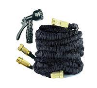 Garden Hose Pipes Expandable 100FT Expanding Magic Water Hosepipe for Garden with 7 Function Spray Gun Nozzle & 3/4", 1/2" Fittings Flexible Extra Strength Watering Hose Lightweight Easy Storage-Black