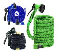Garden Hose Pipes Expandable 100FT Expanding Magic Water Hosepipe for Garden with 7 Function Spray Gun Nozzle & 3/4", 1/2" Fittings Flexible Extra Strength Watering Hose Lightweight Easy Storage-Green
