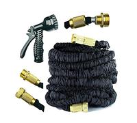 Garden Hose Pipes Expandable 75FT Expanding Magic Water Hosepipe for Garden with 7 Function Spray Gun Nozzle & 3/4", 1/2" Fittings Flexible Extra Strength Watering Hose Lightweight Easy Storage-Black