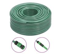Garden Hose PVC 100m Green 3-Layer Reinforced 12mm ID 15.6mm OD Heavy-Duty Kit.
