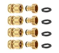 Garden Hose Quick Connector Solid Brass,3/4 Inch GHT Thread Fitting No-Leak Water Hose Female and Male Adapter (4 Sets)