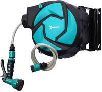 Garden Hose Reel 10m Auto Rewind Wall Mounted Black Green Efficient