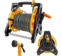 Garden Hose Reel 15/25/30M, Free Standing Compact Hose Reel with 7 Spray Gun, Retractable Hose, Durable Crank Handle