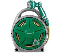 Garden Hose Reel 20M,18m Water Pipe +2m Leader Hose, Hose Pipe Reel with 10 Adjustable Spray Gun Nozzles, Manual Retractable Garden Water Hose Reel,Outdoor Hose Reel Set for Garden Patios,Balconies