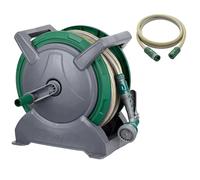 Garden Hose Reel 30M |28.5m Water Pipe + 1.5m Leader Hose |Wall Mounted or Floor Standing with Hose Pipe | 7 Adjustable Spray Gun |Includes Hosepipe, Fittings, Nozzle for Lawn, Patio & Car Cleaning