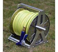 Garden Hose Reel, 60m Stainless Steel Hose Pipe Trolley Cart, Portable Storage Rack for Outdoor Lawn, Water Pipe Holder