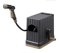 Garden Hose Reel Cart Small, Household Integrated Water Pipe Storage Rack, Outdoor Watering and Irrigation Tool with Spray Gun(Schwarz,+DN15 15m Pipe)