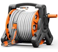 Garden Hose Reel Cart with Hose, High Pressure Water Gun Hose Storage Rack, Outside Water Pipe Rack Winding Tool, Garden Storage Supplies(+DN15 15m Pipe)