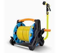 Garden Hose Reel Retractable Any Length Lock with Function Sprayer Nozzle Wall Mounted Water Hose Reel Automatic Rewind(C)