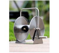 Garden Hose Reel, Stainless Steel Wall Mount Holder with 130 Feet Capacity, Includes 6.5 ft Inlet Hose and Crank for Easy Watering