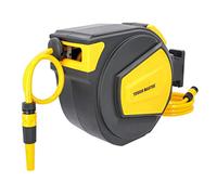 Garden Hose Reel Wall Mounted, 20m Automatic Retractable Tough Master UV Resistant Lightweight Plastic Bracket Reel with Carry Handle, for Car Wash, Outdoor Garden Use