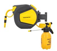 Garden Hose Reel Wall Mounted, 20m Automatic Retractable Tough Master UV Resistant Lightweight Plastic Bracket Reel with Carry Handle, for Car Wash, Outdoor Garden Use (with 2L Pressure Sprayer)