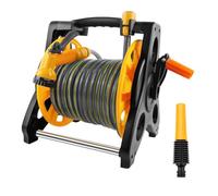 Garden Hose Reel with 25M Hosepipe & 7 Patterns Adjustable Spray Gun, Portable Hose Pipe Reel Retractable and Rewind for Patio Cleaning, Hose Holder Garden Accessories for Lawn Rooftop Watering