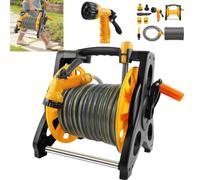 Garden Hose Reel with 30M Hosepipe & 7-Pattern Spray Nozzle, Portable Hose Pipe Reel Retractable and Rewind for Patio & Car Cleaning, Hose Holder Garden Accessories for Lawn Watering