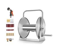 Garden Hose Reel with Multi-Mode Nozzle - Perfect for Lawns, Homes, and Driveways