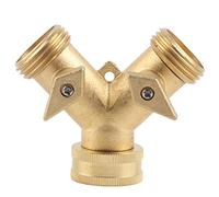 Garden Hose Splitter 2 Way All Brass Heavy Duty Simple Operation Outlet Splitter for NPT 3/4 Garden Hose Durable Water Flow Control Connector for Outdoor Lawn Gardening