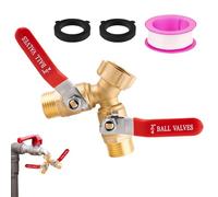Garden Hose Splitter - 2 Way Brass Water Hose Splitter,3/4 Inch GHT Thread Connector Full Flowing Adapter for Rv Irrigation Home Sprinkler Outdoor Yard Extension