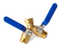 Garden Hose Splitter 2 Way Heavy Duty Brass Tap Adapter with Long Handle for Gardening Garden Hose Stop Valve Hose Connector Fittings