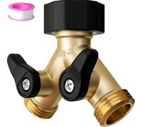 Garden Hose Splitter, 3/4" Tap Y Splitter, BrassTwo-Way Brass Faucet, with Independent on/Off Valve, Y-Shaped Splitter is Suitable for Outdoor Use in Home Kitchens and Gardens