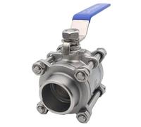 Garden Hose Splitter, 304 Stainless Steel Three Piece Ball Valve, 1/2" 3/4" Thread Internal Thread Water Pipe Welding Valve Switch DN20 25 32 65 80, 1pcs(BSP Weld,3/8 Inch)