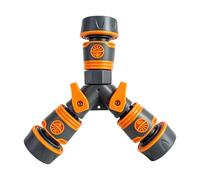 Garden Hose Splitter - Heavy Duty Quick Connect Three-Way Adapter with Shutoff Valves - Garden Hose Quick Connect - for Outdoor Lawn Backyard Pool Patio Vegetable Flower Beds Washing Car RV Cam