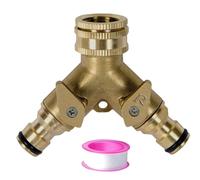 Garden Hose Splitter, Two-Way Brass Faucet, with Independent on/Off Valve, Can Connect 3/4 Inch and 1/2 Inch Faucets, Y-Shaped Splitter is Suitable for Outdoor Use in Home Kitchens and Gardens