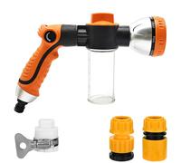 Garden Hose Spray Gun - 8 Patterns Adjustable Foam Spray Gun with Soap Dispenser, with Thumb Control High Pressure Hose Foam Sprayer for Lawn/Garden Watering Car Washing Pet Bathing Fertiliser