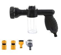 Garden Hose Spray Gun, Adjustable Foam Spray Gun with Soap Dispenser, 8 Patterns High-Pressure Sprayer with Reservoir Ideal for Watering Lawn Car Washing Pet Showering (Black)