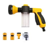 Garden Hose Spray Gun, Adjustable Foam Spray Gun with Soap Dispenser, 8 Patterns High-Pressure Sprayer with Reservoir Ideal for Watering Lawn Car Washing Pet Showering (Yellow)