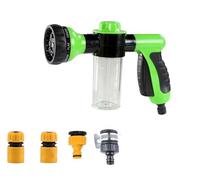 Garden Hose Spray Gun, Adjustable Foam Spray Gun with Soap Dispenser, 8 Patterns High-Pressure Sprayer with Reservoir Ideal for Watering Lawn Car Washing Pet Showering (Green)