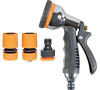Garden Hose Spray Gun Head with Fixing Kit (Chrome, Grey & Yellow)