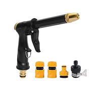 Garden Hose Spray Gun, Heavy Duty Metal Water Gun, High Pressure Spray Nozzle for Plants Watering, Cleaning, Car Washing and Pets Showering with 4pcs Quick Connectors