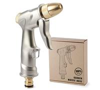 Garden Hose Spray Gun, Heavy Duty Water Gun with Full Brass Nozzle, High Pressure Adjustable Spray Nozzle, Zinc Alloy Metal Hand Watering Sprayer for Plants Watering, Car Washing and Pets Showering