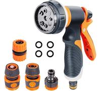 Garden Hose Spray Gun Set,8 Adjustable Patterns Hose Pipe Spray Gun High Pressure Water Spray Nozzles Perfect for Watering Plants & Lawns,Shower Pets,Car Washing Includes Hose Connectors