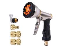 Garden Hose Spray Gun with 9 Patterns, High Pressure Sprayer with 4 Pcs 1/2 Connection, Heavy Duty Metal Hose Pipe Nozzle, Gardening Irrigation Tool for Watering Plants, Lawn, Washing Car, Floor, Pets