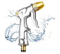 Garden Hose Spray Gun with Adjustable Spray Patterns, 100% Heavy Duty Metal Hose Spray Gun Water Hose Gun High Pressure Spray Nozzle for Car Washing, Pet Showering, Cleaning, Watering Lawn