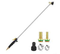 Garden Hose Sprayer Wand with Stainless Steel Body, Adjustable Water Nozzle, Locking Trigger, Fits 1/4 3/8 and 1/2 Inch Hoses(67cm)