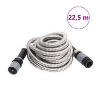 Garden Hose Stainless Steel 22.5m Silver 0.6" OD 8-Function Spray NozzleNon-Slip
