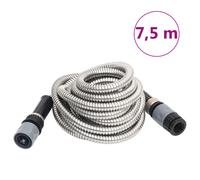 Garden hose stainless steel 7.5m Silver 14mm 8-function spray nozzle connectors