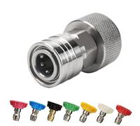 Garden Hose Stainless Steel Adapter 3/4 GHT to 1/4 Quick Connect Set Leak-Proof Nozzle Kit Rust Resistant Compact for Yard Car Cleaning(A)