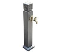 Garden Hose Stand with Faucet 109 cm Height Double Tap Design for Easy Watering Ideal for Lawn Irrigation - and Convenient Gray Garden Hydrant