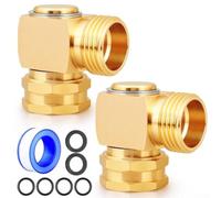 Garden Hose Swivel Elbow Connector, 2/4 Pack 3/4 Inch GHT 90 Degree Brass Fittings, Prevents Kinking Strain, Leak Design for Watering Plants Lawn Care Vehicle Cleaning(2PCS)