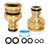 Garden Hose Tap Connector, 2 Pack 2-in-1 Brass Tap Hose Connector - 3/4 inch & 1/2 inch Female Threaded Tap Connector for Hosepipe, Threaded Faucet Adapter